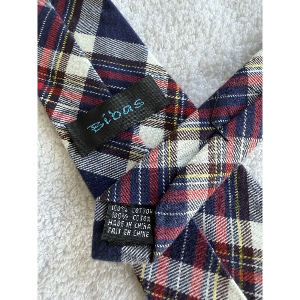 Bibas	Blue Red Plaid Check Tartan Skinny	100% Cotton	Tie Necktie